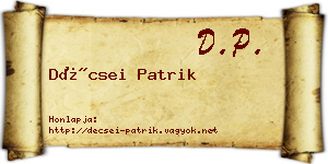 Décsei Patrik névjegykártya